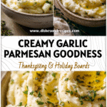 Creamy Garlic Parmesan Mashed Potatoes topped with melted butter and herbs served in a rustic bowl